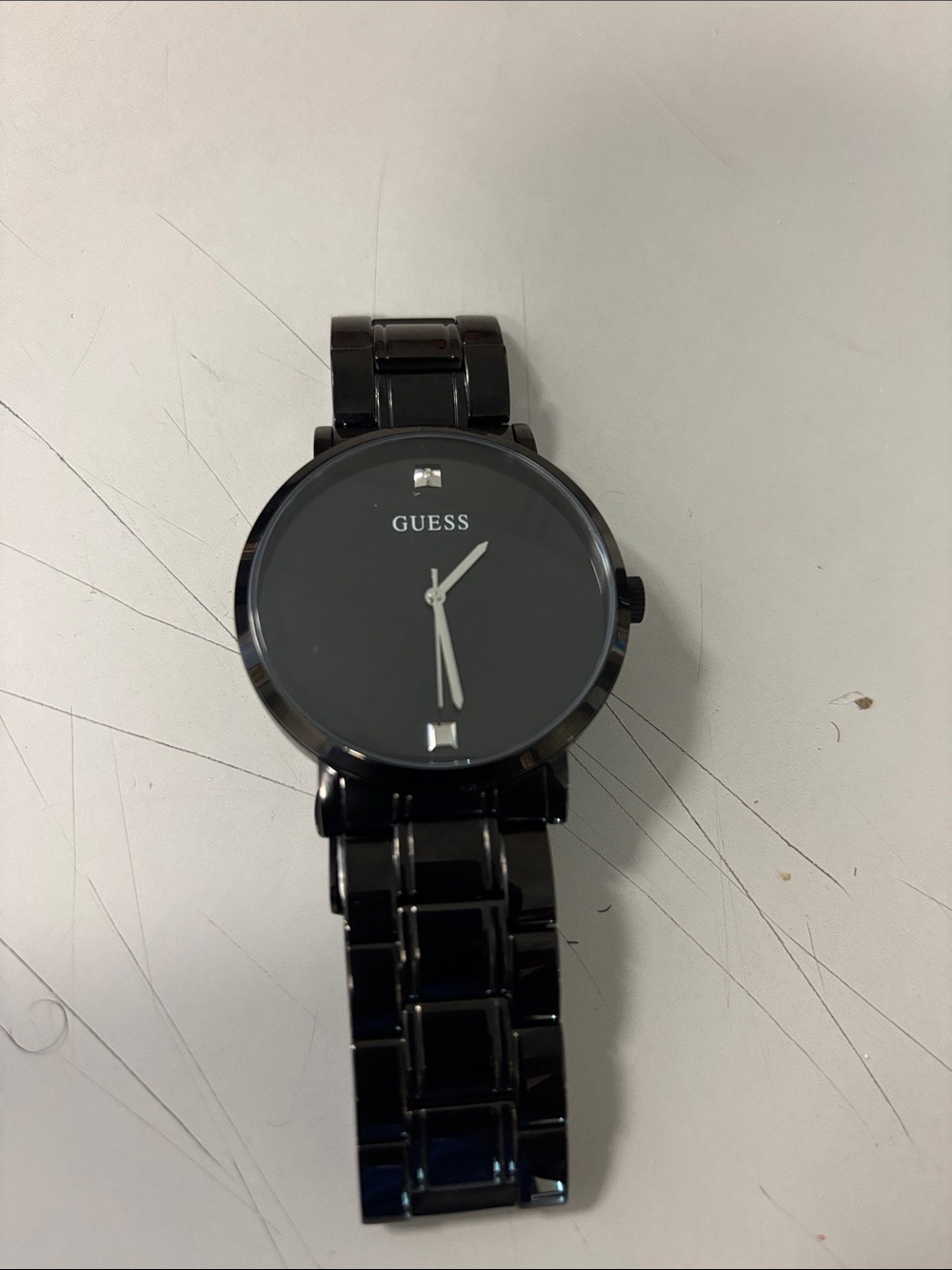 GUESS Black Gloss Bracelet Watch with Crystal Markers
